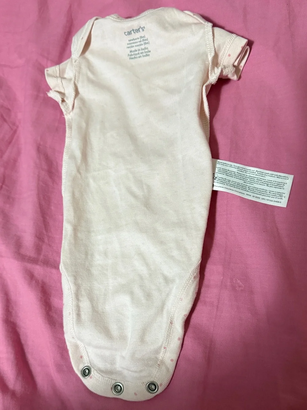 Carter's Light Pink Short-Sleeve One-Piece with Pink Dots - Newborn Size